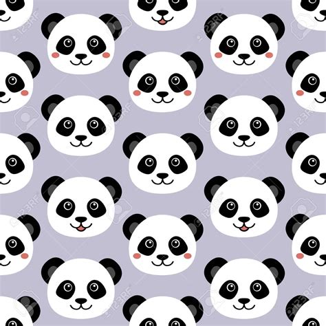 Free Download Cute Panda Face Seamless Cartoon Wallpaper Royalty