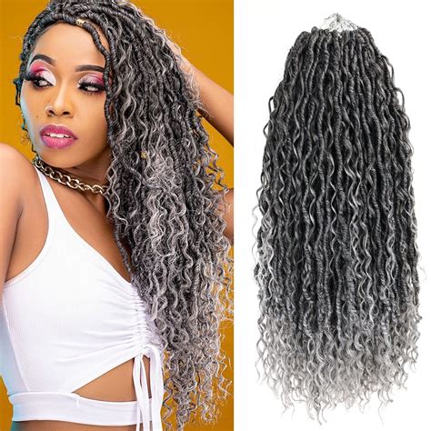Buy Grey Faux Locs Crochet Hair With Curly Ends18 Inch Colored Goddess