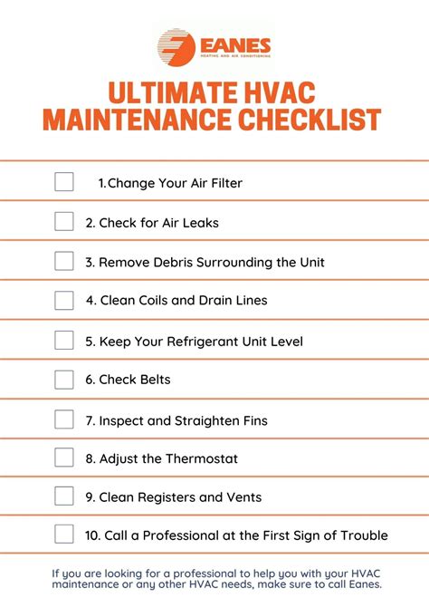 Ultimate Hvac Maintenance Checklist Eanes Heating Air