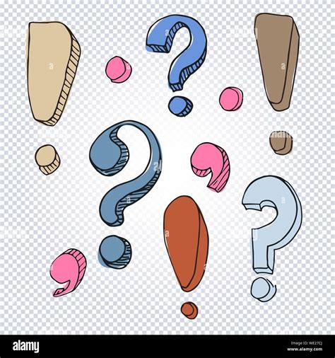 Set Of Hand Drawn Dot Comma Exclamation And Question Marks On A Transparent Background