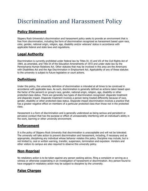 Discrimination And Harassment Policy