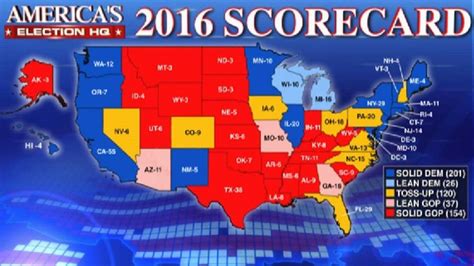 Fox News Electoral Map Clinton Has 2016 Edge But Many Toss Ups In