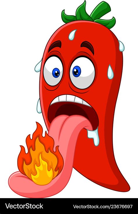 cartoon chili pepper with a tongue burning vector image