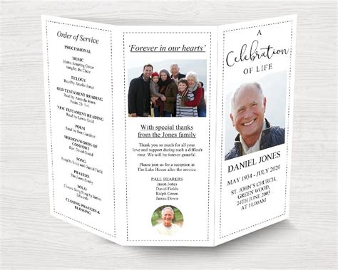 Trifold Funeral Program Template Free