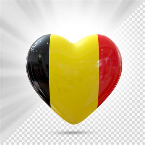 Premium Psd Belgium Flag Heart 3d Render