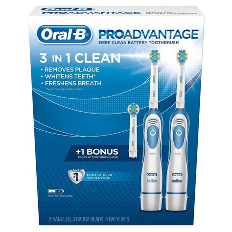 Oral B Proadvantage Deep Clean Battery Toothbrush 2 Handles 3 Brush Heads 4 Batteries