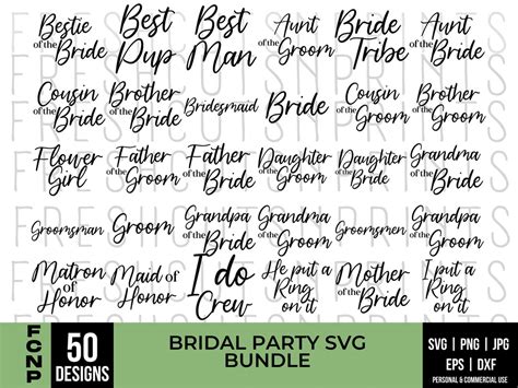 50 Bridal Party Svg Bundle Bridal Svg Bachelorette Party Etsy