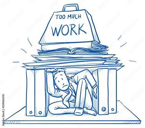 Business Man Stuck Under Heavy Piles Of Work Documents Concept For