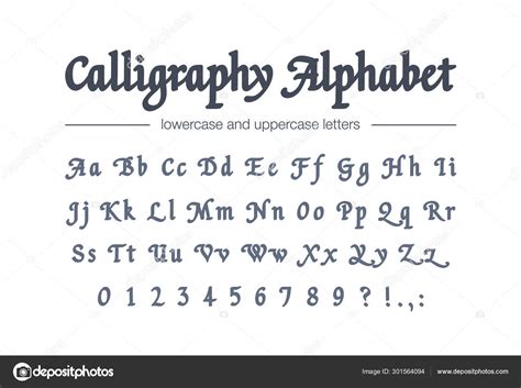 Vintage Calligraphy Hand Drawn Outline Alphabet Universal Handwritten