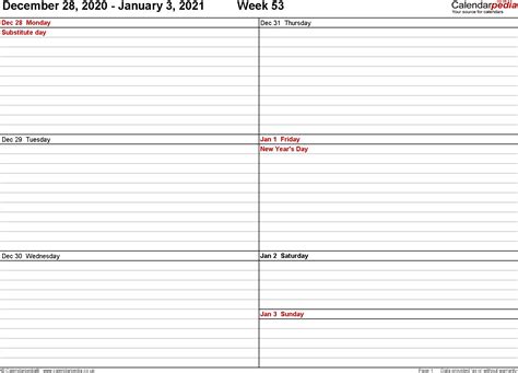 2021 Weekly Calendar Excel Free Free Printable Calendar Monthly