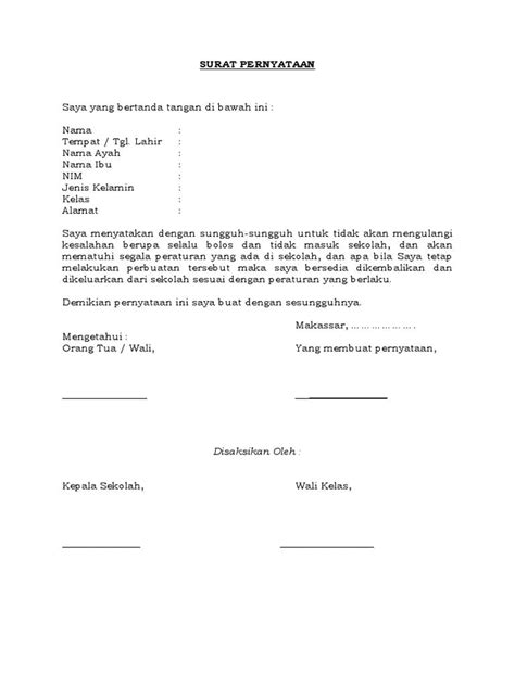 Surat pernyataan diperlukan untuk keadaan tertentu seperti melamar pekerjaan. Contoh Surat Pernyataan Tidak Akan Mengulangi Kesalahan Di ...