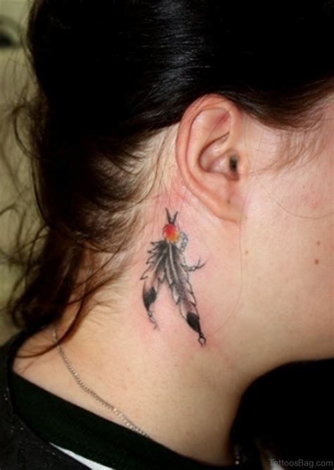 60 Appealing Feather Tattoos On Neck