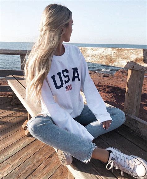 Usa Sweatshirt In 2021 White Girl Outfits Basic Girl Outfit Basic