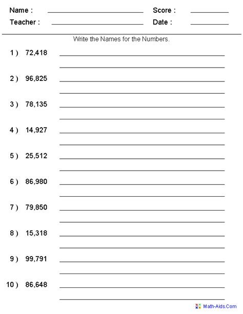 13 Best Images Of Reading Large Numbers Worksheet Read Large Numbers