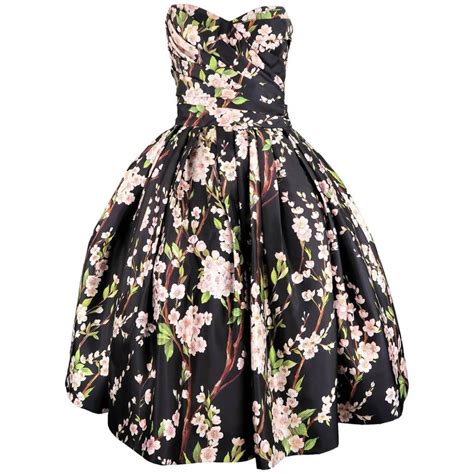 Dolce And Gabbana Dress Black Cherry Blossom Cocktail Dress Gown At