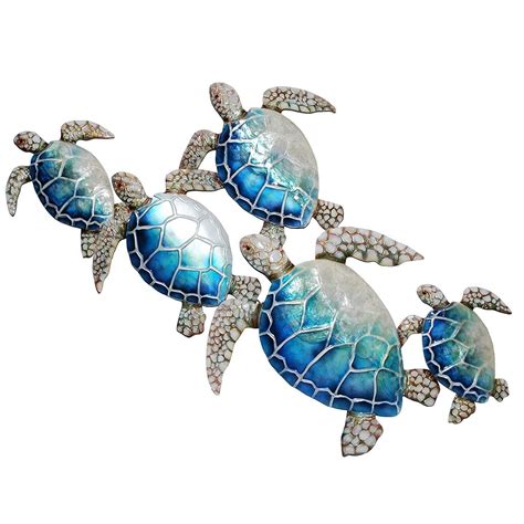 Eangee Home Design Sea Turtle Group Of Five Metal Wall Art Sculptures