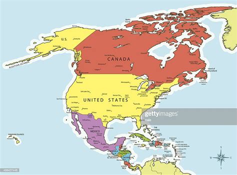 North America Map Countries And Cities Vector Art Getty Images