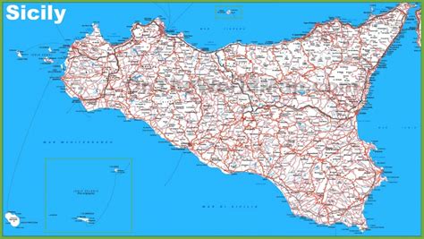 Large Detailed Map Of Sicily With Cities And Towns