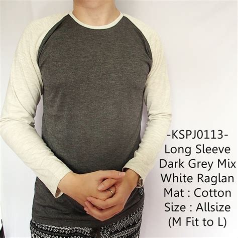 22+ celana pendek rayon, inspirasi terbaru! Jual Kaos Pria Lengan Panjang Casual Model Long Sleeve Dark Grey Mix White Raglan-113 di lapak ...