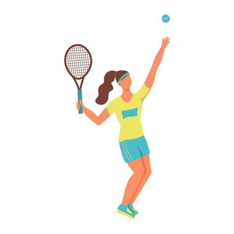 Una Mujer Joven Jugando Al Tenis Un Personaje Plano Ilustración Vectorial 5960707 Vector En