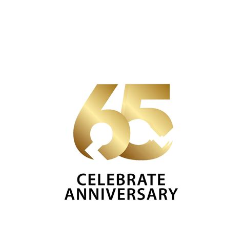 65 Years Anniversary Celebrate Gold Vector Template Design Illustration