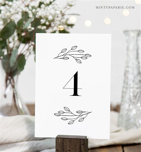 Minimalist Table Number Card Template Rustic Simple Clean Wedding