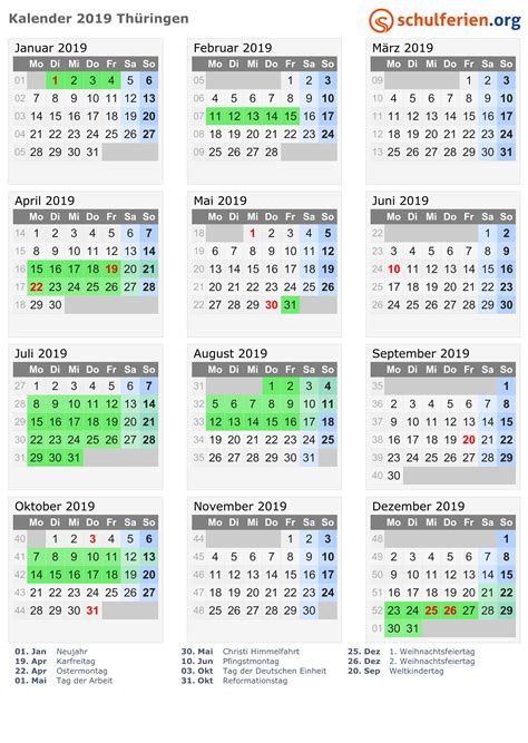 Die schulferien, sowie die dauer werden auch in jedem bundesland individuell inhaltsverzeichnis: Kalender 2019 + Ferien Thüringen, Feiertage