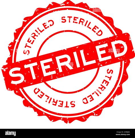 Grunge Red Steriled Word Round Rubber Seal Stamp On White Background