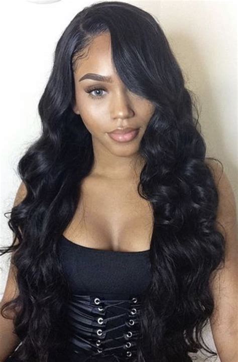 sew in weave hair styles for black women long with closure wavy human hair hår