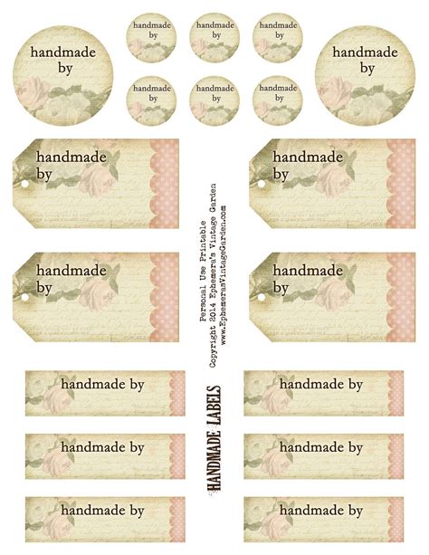 Free Printable Handmade By Tags And Labels Labels Printables Free