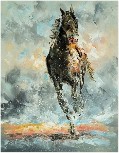 High Quality Handmade Calligraphy Abstract Horse Portrait Knife Oil