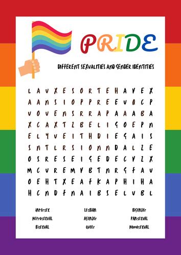 pride month word searches x2 gender identities and lgbtq celebrities teaching resources