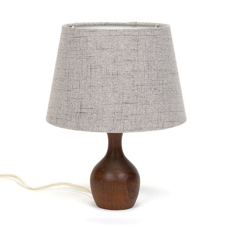Small Danish Vintage Table Lamp With Gray Shade Retro