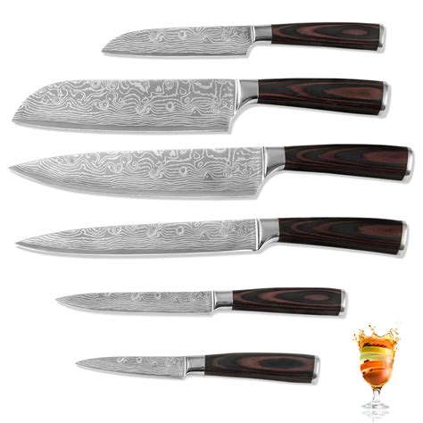 knives chef steel utility stainless knife kitchen brand damascus blade laser household slicing santoku quality