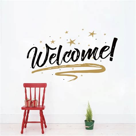 Welcome Wall Sticker Store Shop Home Glass Door Window Wall Stickers