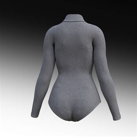 Artstation 3d Turtleneck Bodysuit Grey And Black Swimsuit Resources