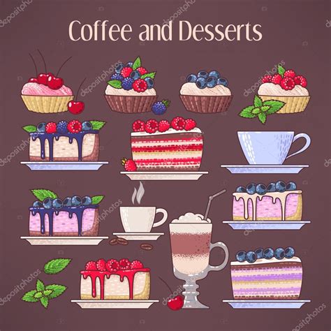 Coffee And Desserts Stock Vector Greylilac