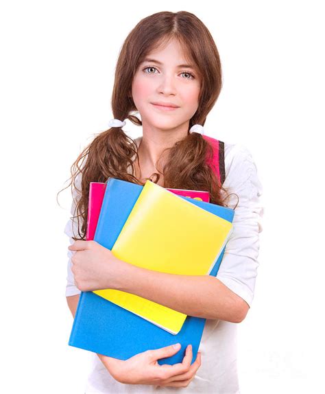 Cute Schoolgirl With Colorful Books Photograph By Anna Om Fine Art
