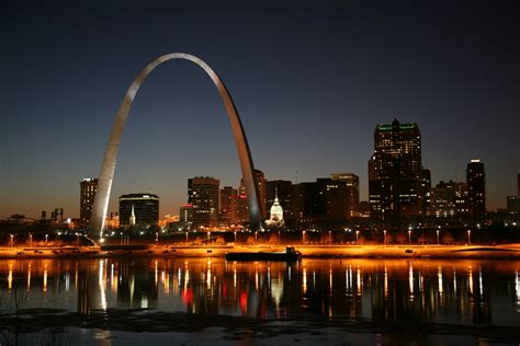 Download Missouri Usa Reflection Night City Man Made St Louis 4k Ultra