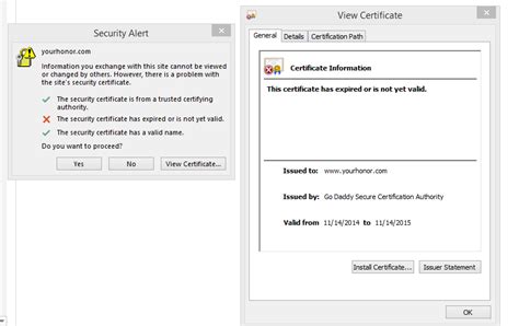 Outlook Security Alert The Security Certificate Has Expired Or Is