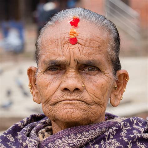 Portrait Old Women In Traditional Dress In Street Kathmandu Nepal Editorial Stock Image Image