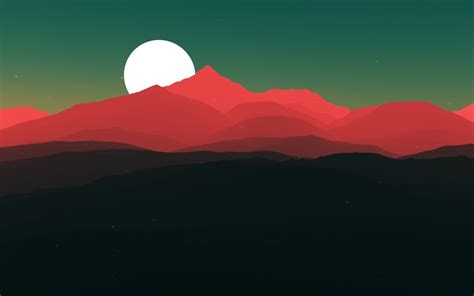 Download Wallpapers 4k Abstract Mountains Landscape Moon Minimal