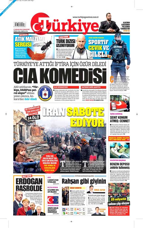 Türkiye Gazetesi Gazetesi 17 Aralık 2016 Cumartesi