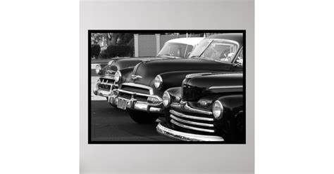 Black And White Classic Cars Poster Zazzle