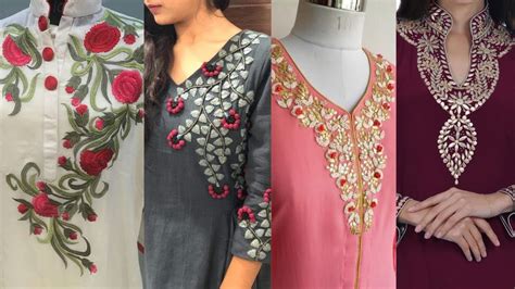Beautiful Hand Embroidery Neck Design For The Suits Kurtiskameez