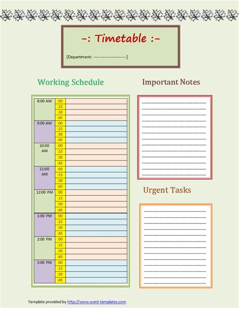Word Of Timetable Templatedoc Wps Free Templates
