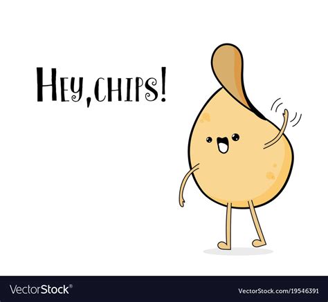 Funny Cartoon Potato Chips Waving Cute Royalty Free Vector