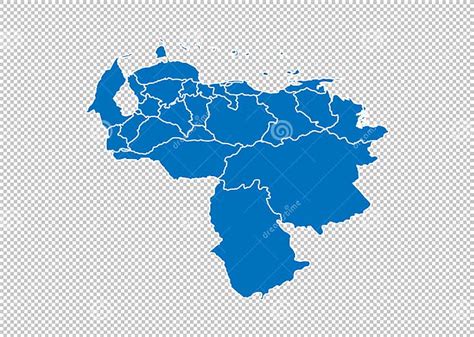 Venezuela Map High Detailed Blue Map With Countiesregionsstates Of