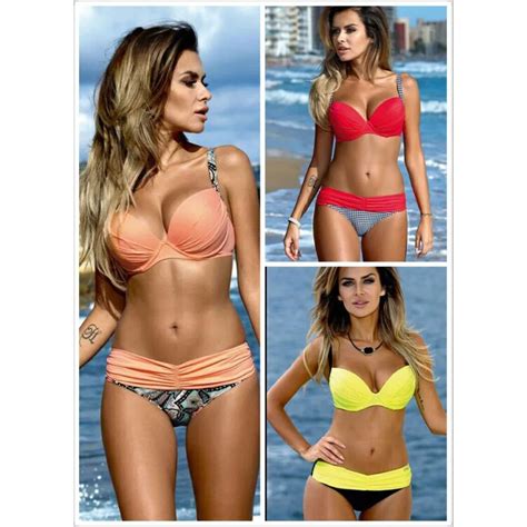 nidalee bikini set swimsuit women bikini two pieces swimwear trend printing spell color with