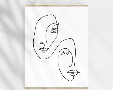 Line Art Simple Minimalist One Line Drawing Face